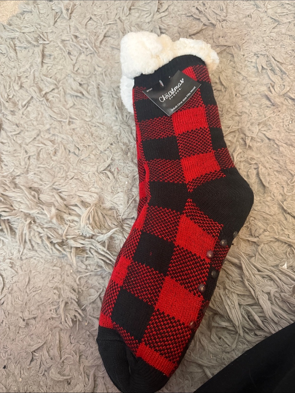 CozyCheck women’s Red & Black Gripper Slipper Socks
